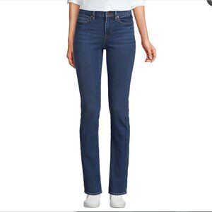 Lands End Womens Recover Mid Rise Straight Leg Blue Jeans-Size 4